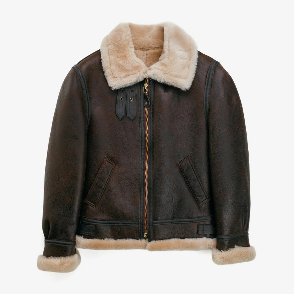 B-3 Sheepskin Shearling Aviator Flight Jacket