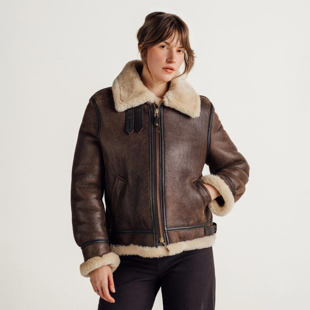 B-3 Sheepskin Shearling Aviator Flight Jacket