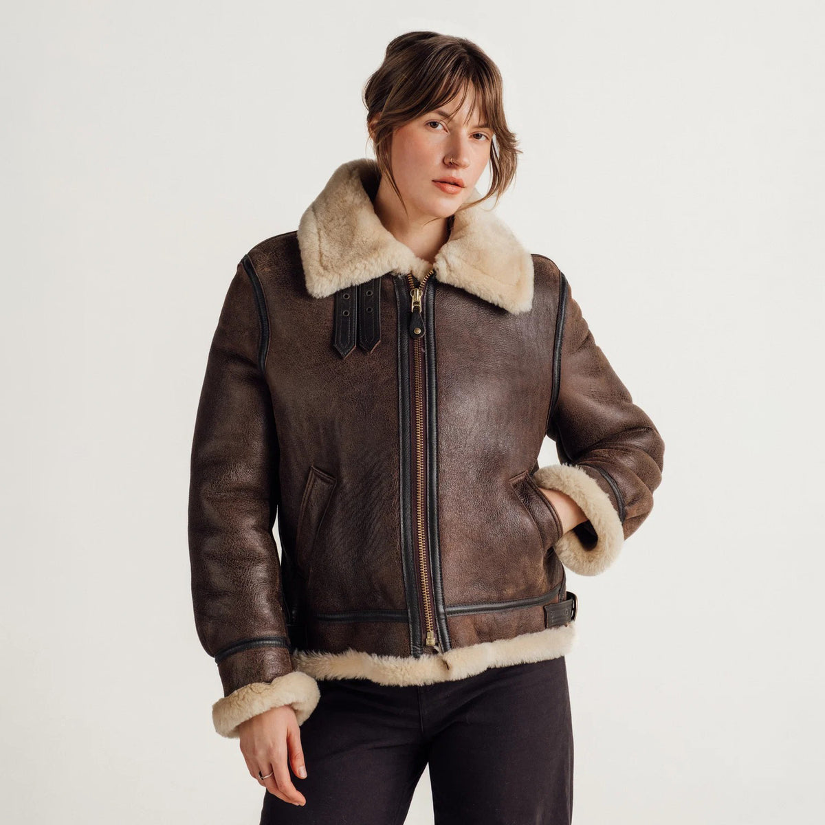B-3 Sheepskin Shearling Aviator Flight Jacket