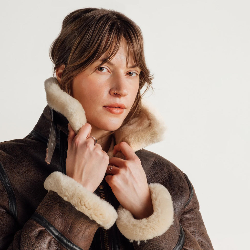 B-3 Sheepskin Shearling Aviator Flight Jacket