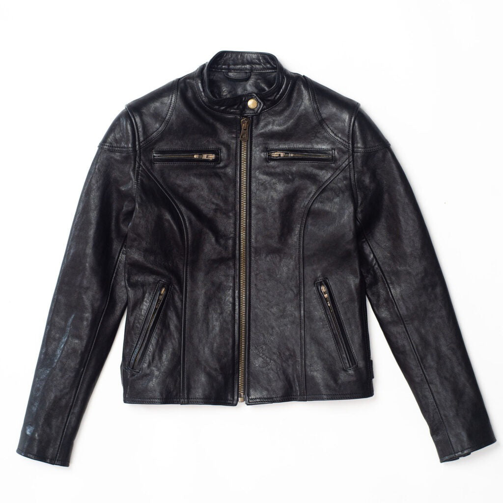 Café Racer Women's Black Leather Jacket