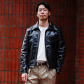 Varenne Men's Black Biker Leather Jacket