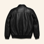 Men's Leather Quilted Shirt Collar Bomber Jacket