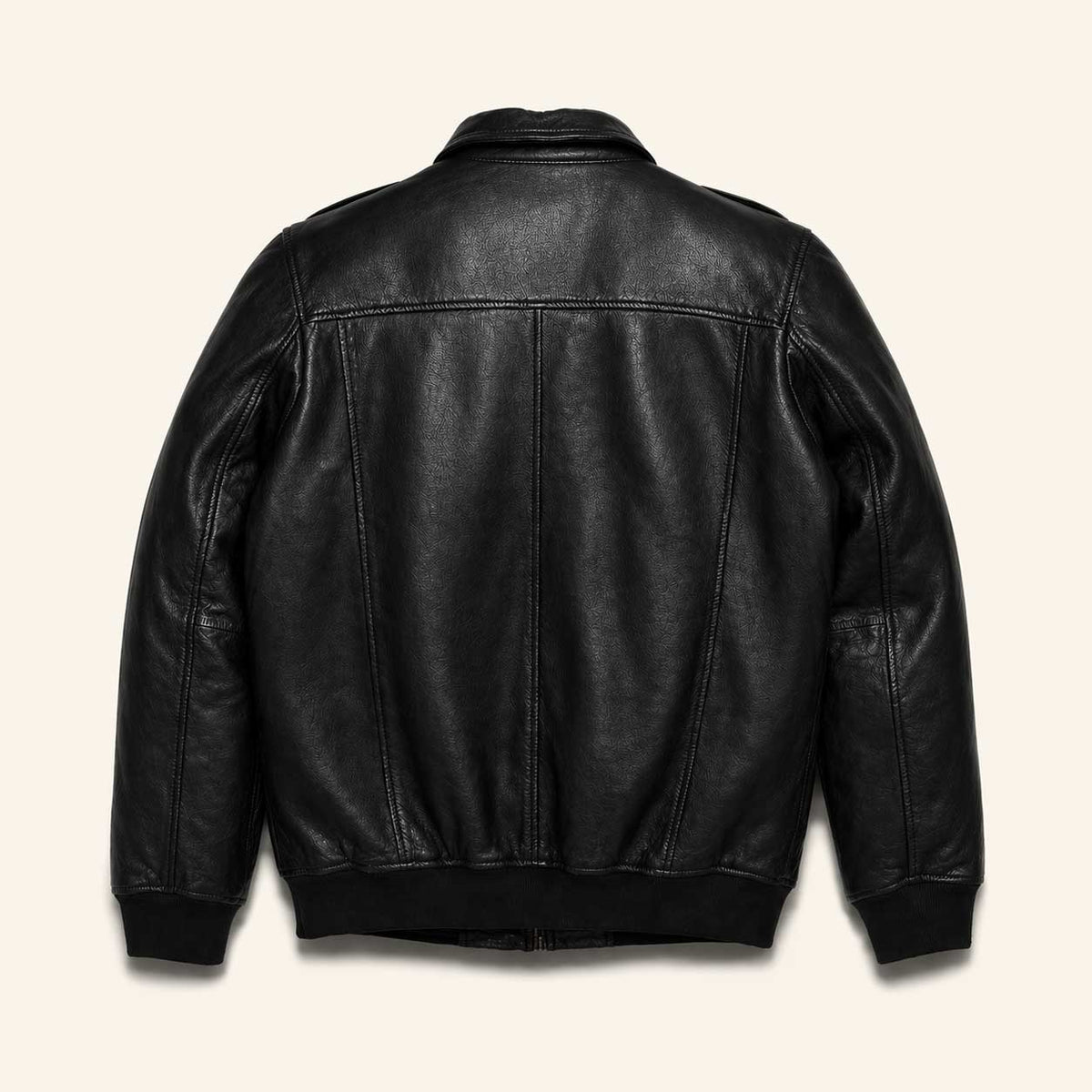 Men's Leather Quilted Shirt Collar Bomber Jacket