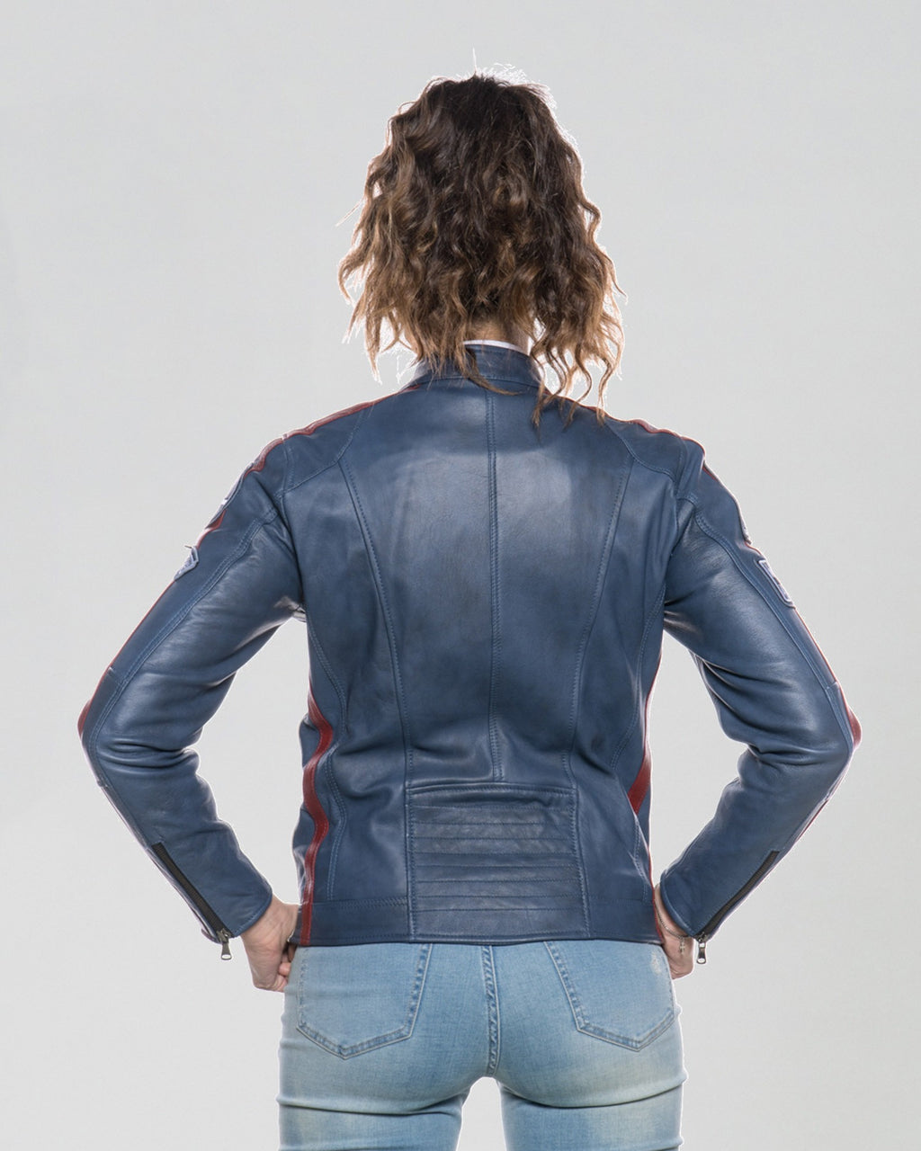 Brown Women's Buffed Genuine Leather Biker Jacket