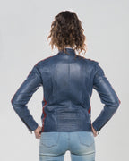 Brown Women's Buffed Genuine Leather Biker Jacket