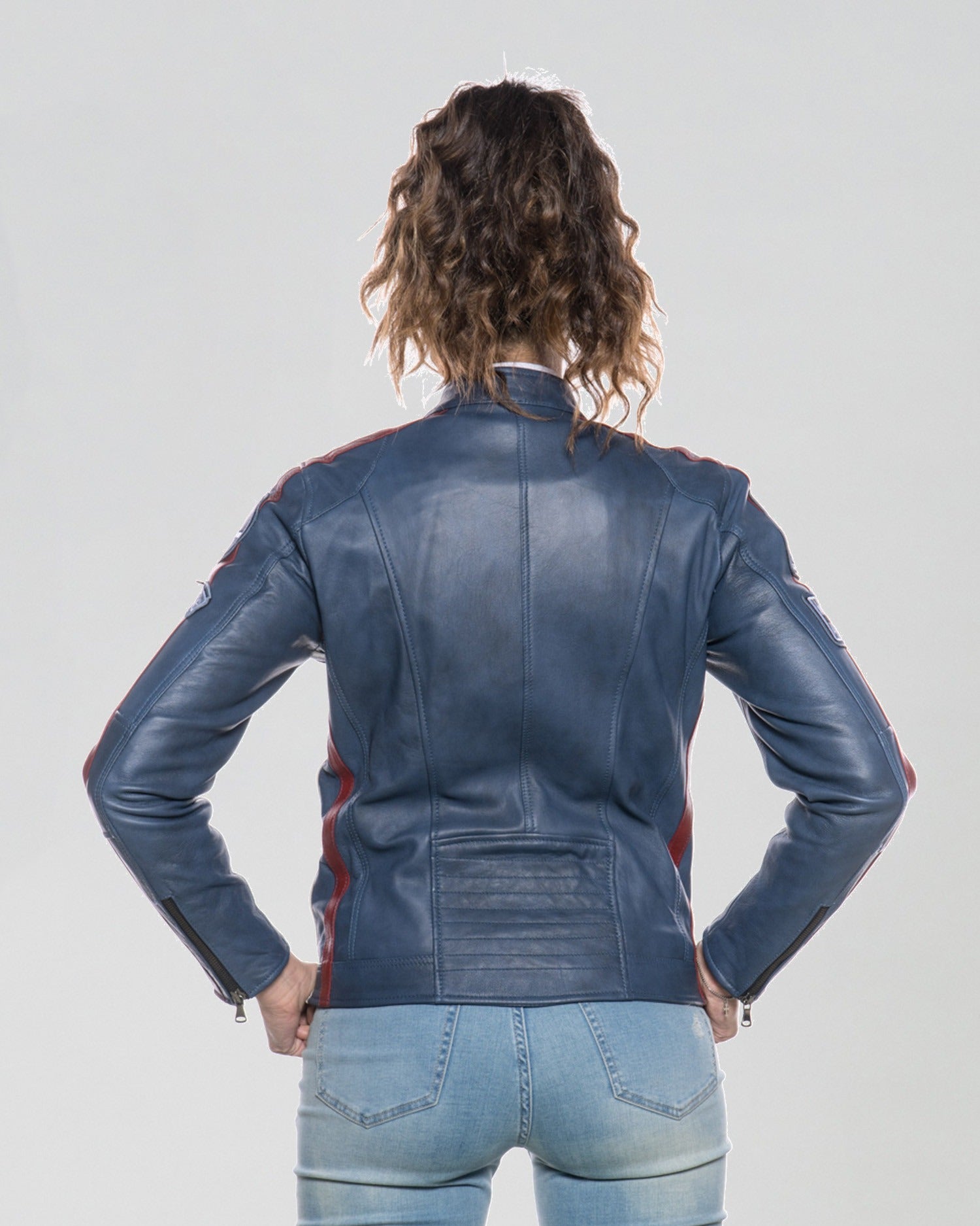 Brown Women's Buffed Genuine Leather Biker Jacket