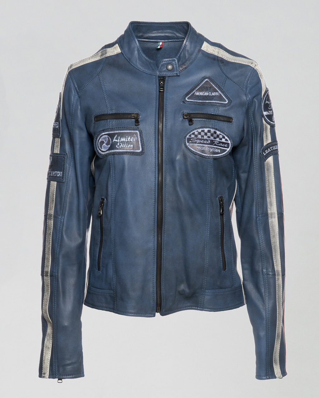 Brown Women's Buffed Genuine Leather Biker Jacket