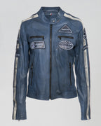 Brown Women's Buffed Genuine Leather Biker Jacket