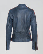 Brown Women's Buffed Genuine Leather Biker Jacket
