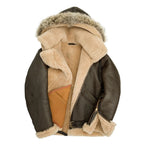 RAF Hooded Men's Shearling Leather Jacket