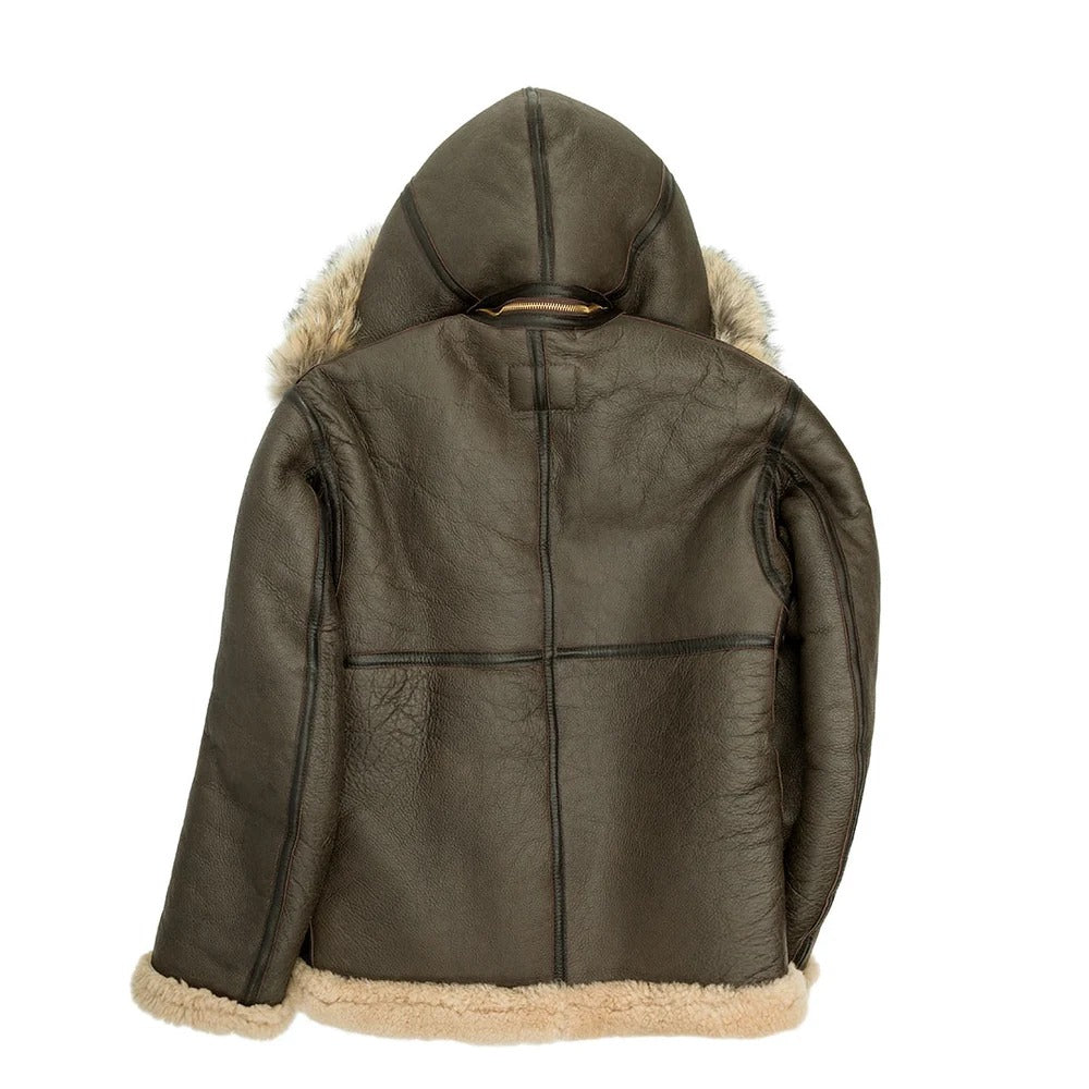 RAF Hooded Men's Shearling Leather Jacket