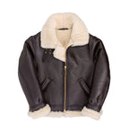 Men's B-3 Hooded Shearling Sheepskin Leather Jacket
