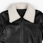 Handmade Women's Black Sheepskin Leather Shearling Jacket