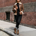 Handmade Women's Black Sheepskin Leather Shearling Jacket