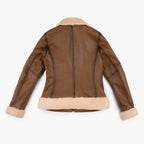 Handmade Women's Black Sheepskin Leather Shearling Jacket