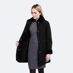 Handmade Women's Black Shearling Leather Coat – Soft Sheepskin Winter Coat