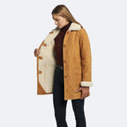 Handmade Women's Black Shearling Leather Coat – Soft Sheepskin Winter Coat