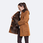 Handmade Women's Black Shearling Leather Coat – Soft Sheepskin Winter Coat