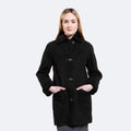 Handmade Women's Black Shearling Leather Coat – Soft Sheepskin Winter Coat