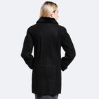 Handmade Women's Black Shearling Leather Coat – Soft Sheepskin Winter Coat