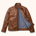Men's Brown Lightweight Leather Motorcycle Jacket