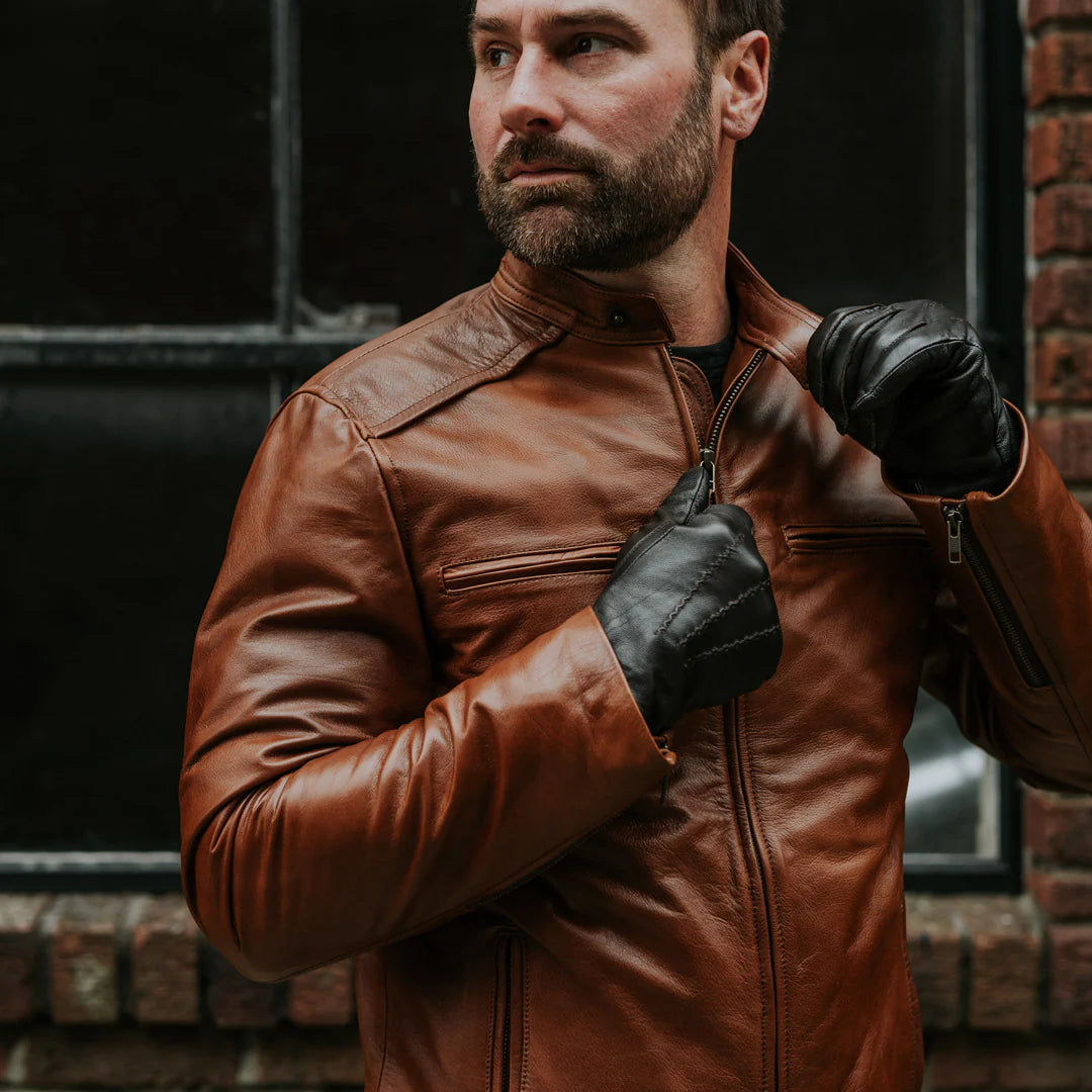 Men's Brown Leather Biker Jacket | Motorcycle Jacket