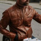 Men's Brown Leather Biker Jacket | Motorcycle Jacket