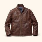 Men's Dark Brown Lightweight Leather Motorcycle Jacket