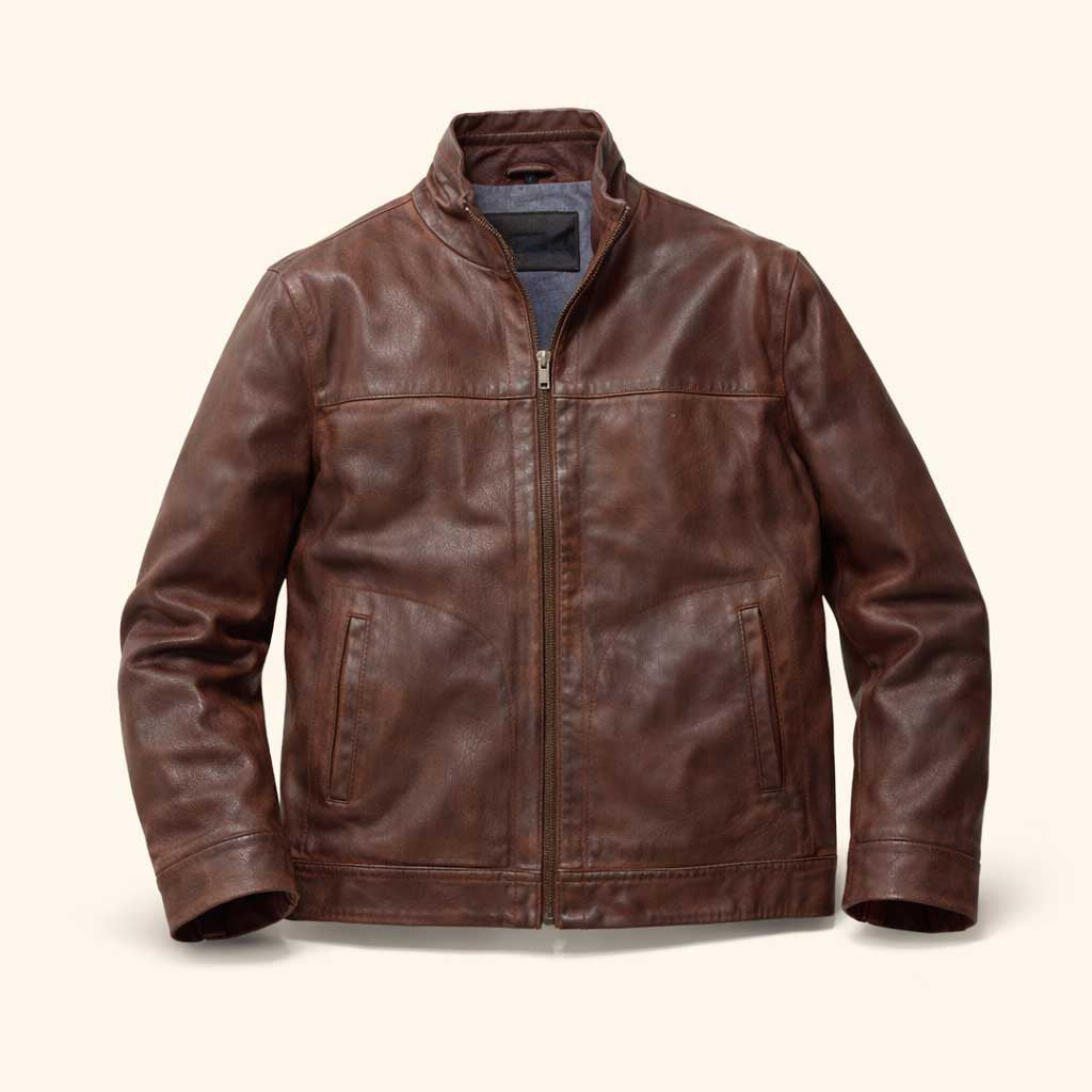 Men's Dark Brown Lightweight Leather Motorcycle Jacket