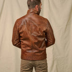 Men's Brown Lightweight Leather Motorcycle Jacket