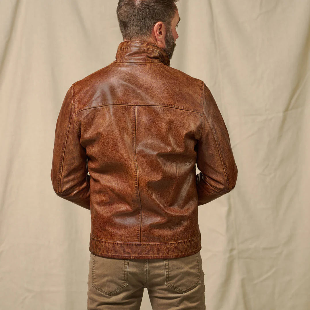 Men's Brown Lightweight Leather Motorcycle Jacket