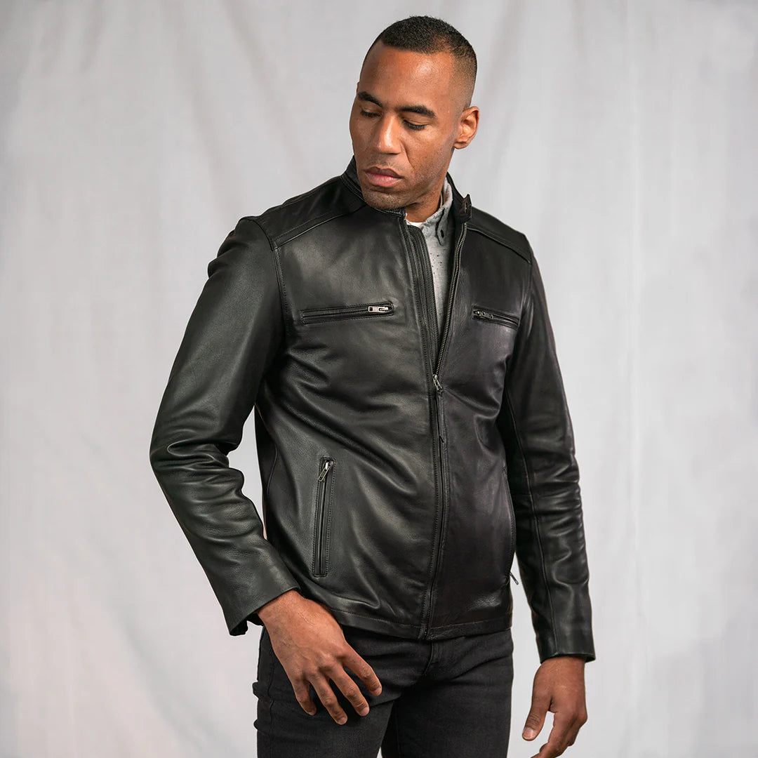 Men's Black Leather Moto Jacket | Biker Jacket