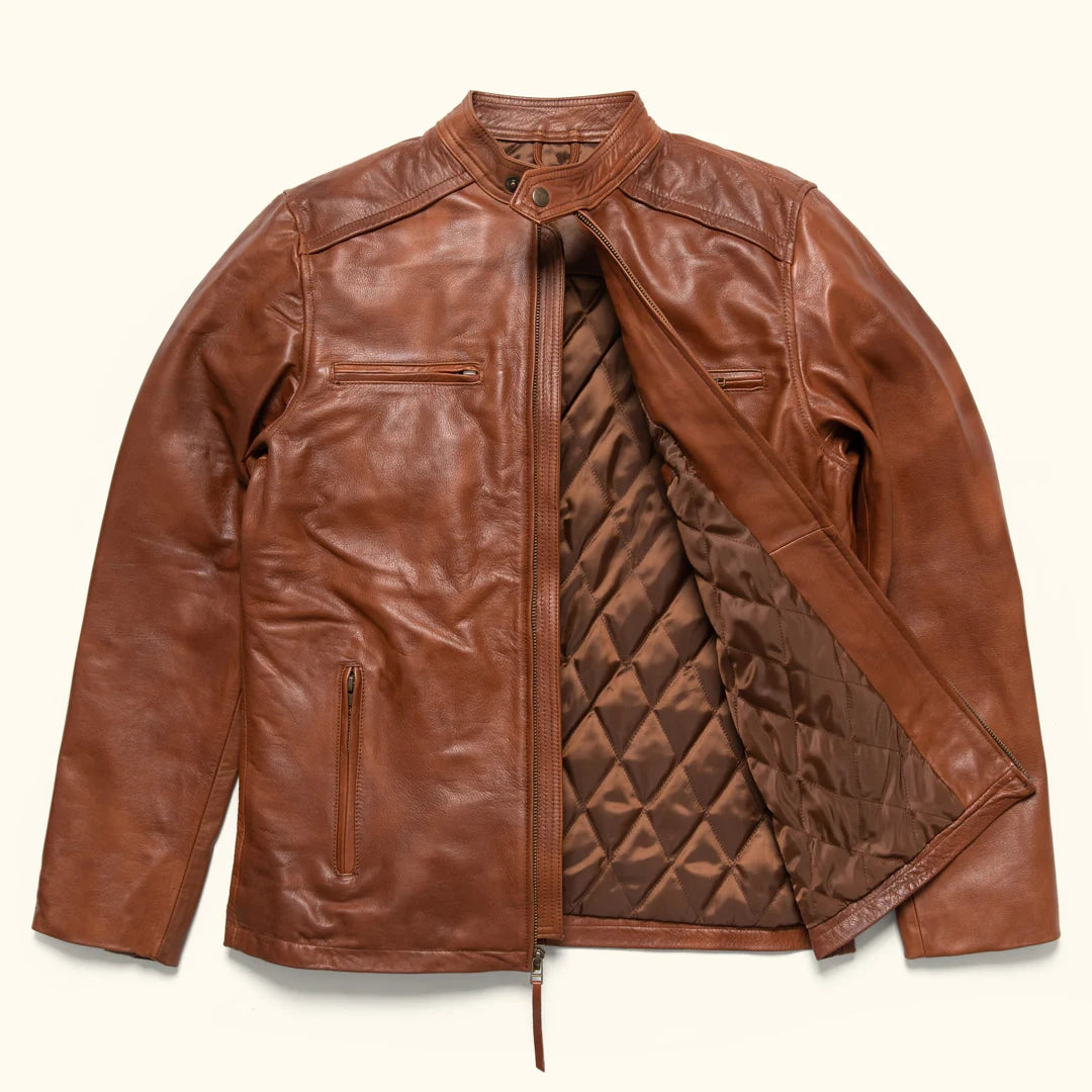 Men's Brown Leather Biker Jacket | Motorcycle Jacket