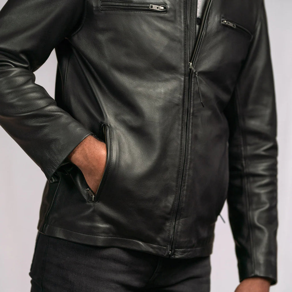 Men's Black Leather Moto Jacket | Biker Jacket