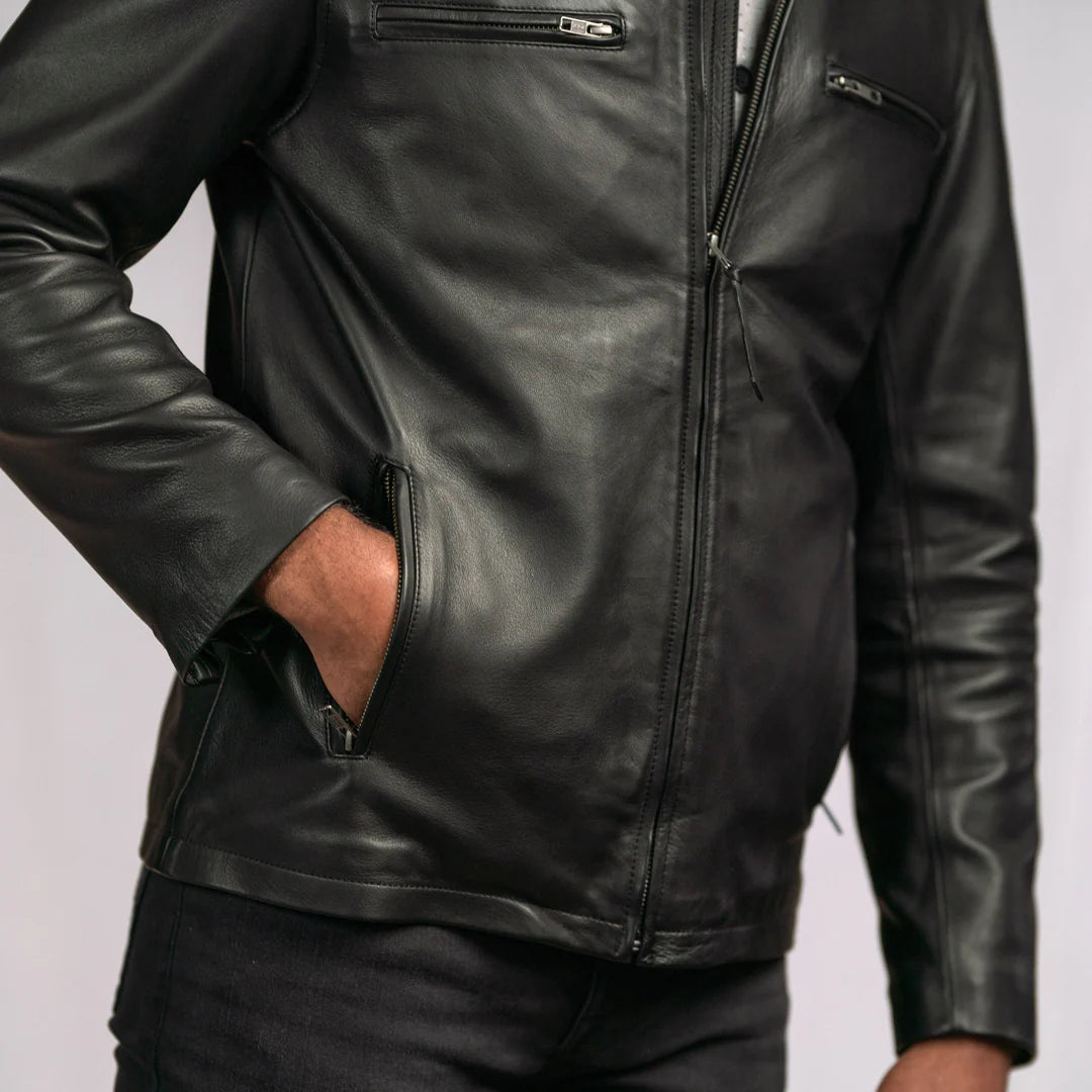 Men's Black Leather Moto Jacket | Biker Jacket