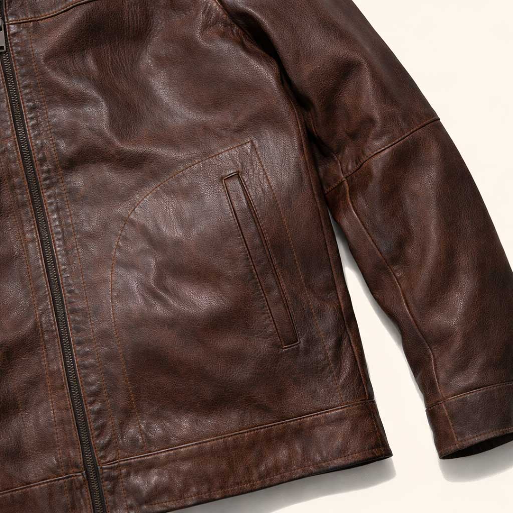 Men's Dark Brown Lightweight Leather Motorcycle Jacket