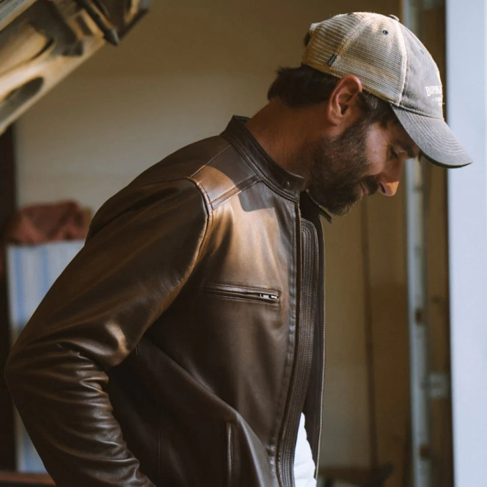 Men's Dark Brown Leather Biker Jacket | Moto Jacket