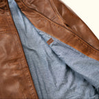 Men's Brown Lightweight Leather Motorcycle Jacket