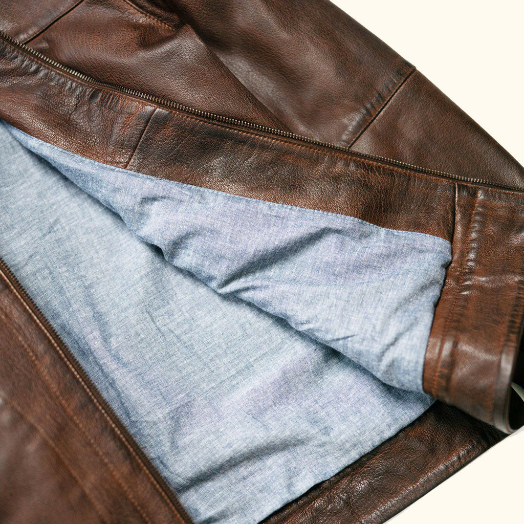Men's Dark Brown Lightweight Leather Motorcycle Jacket
