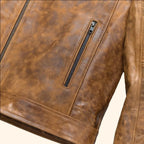 Men's Brown Cafe Racer Leather Biker Jacket