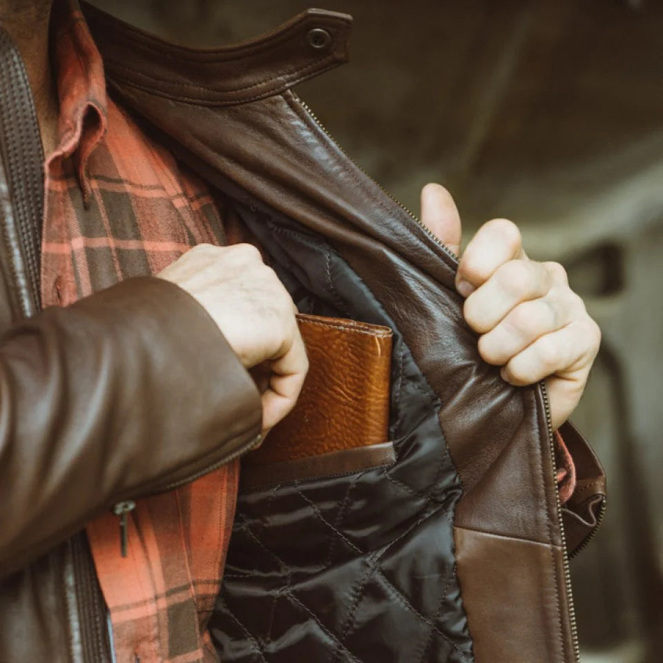 Men's Dark Brown Leather Biker Jacket | Moto Jacket