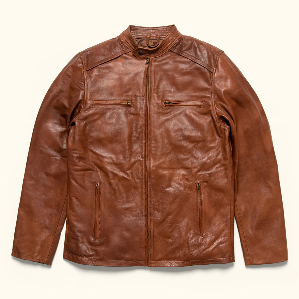 Men's Brown Leather Biker Jacket | Motorcycle Jacket