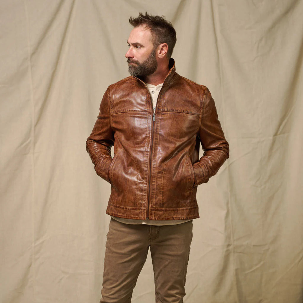 Men's Brown Lightweight Leather Motorcycle Jacket