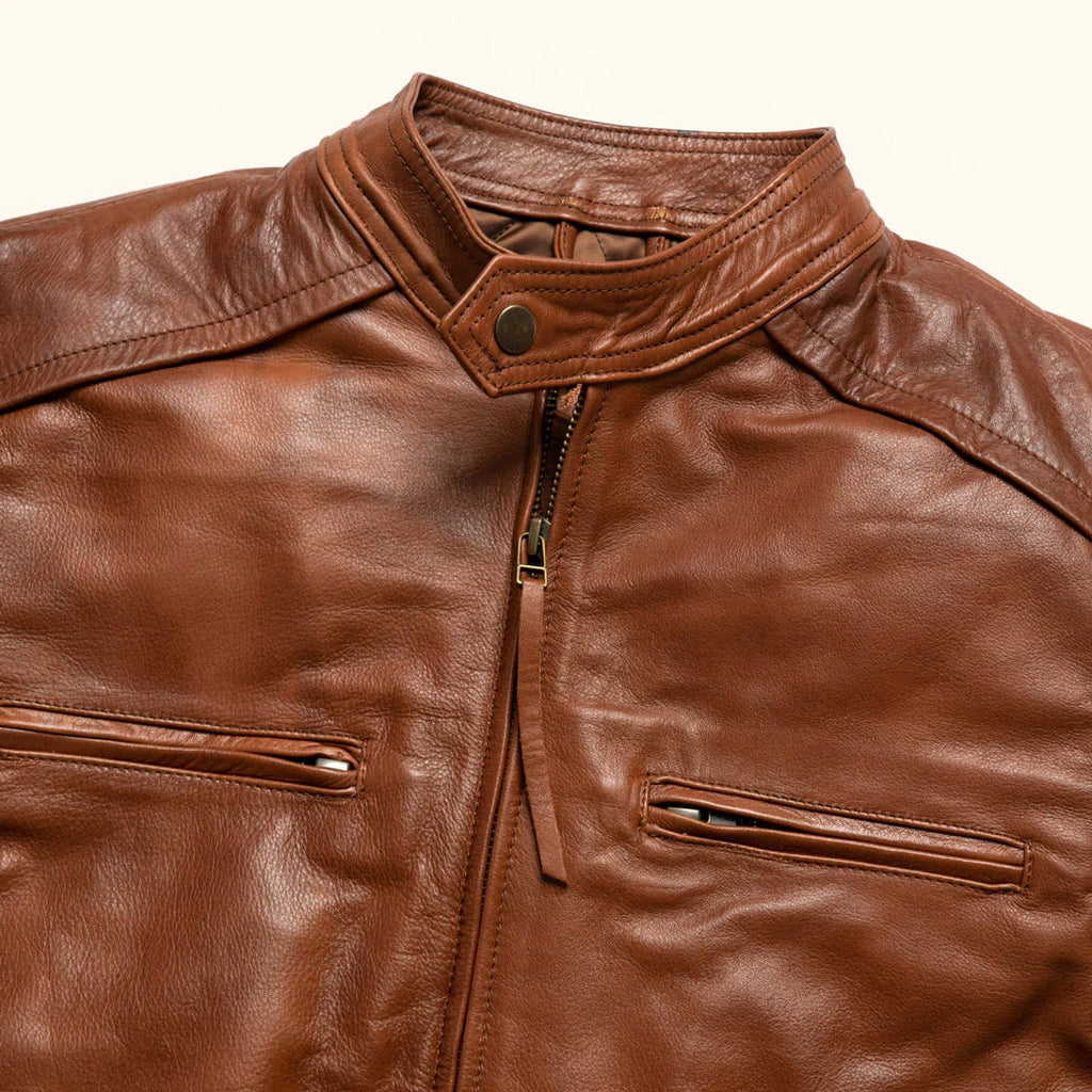 Men's Brown Leather Biker Jacket | Motorcycle Jacket