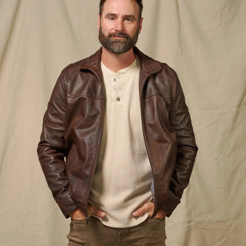 Men's Dark Brown Lightweight Leather Motorcycle Jacket