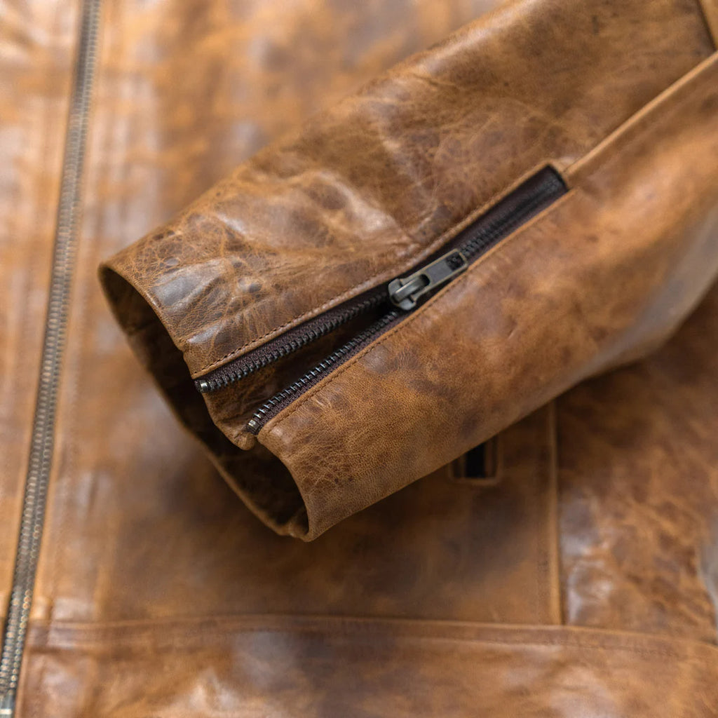 Men's Brown Cafe Racer Leather Biker Jacket
