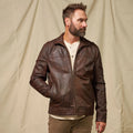 Men's Dark Brown Lightweight Leather Motorcycle Jacket
