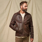 Men's Dark Brown Lightweight Leather Motorcycle Jacket
