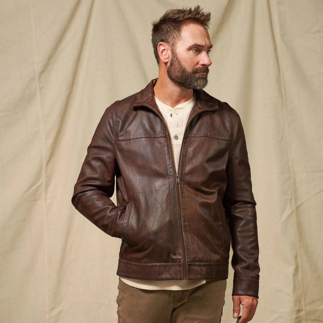 Men's Dark Brown Lightweight Leather Motorcycle Jacket